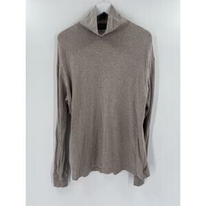 Savile Row Vintage Top Womens Large Beige Turtleneck Cotton Knit Long Sleeves